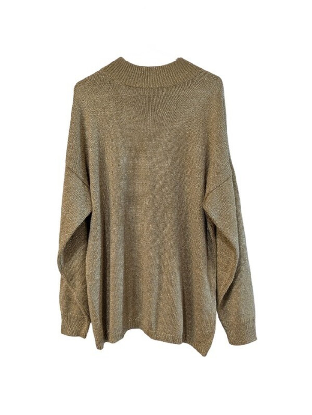 Robert Scott Ltd Women's Gold Metallic Mock Neck Sweater, Large, Vintage 1990s